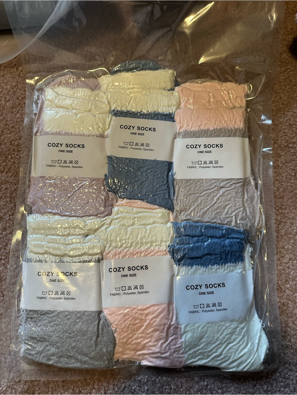 6-Pack Women's Plush Crew Socks - Pastel Mix